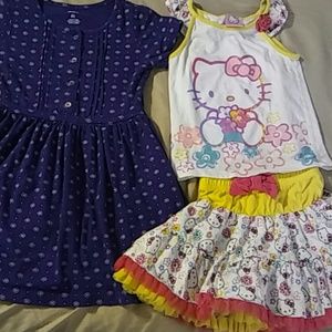 Carter's dress and Hello Kitty 2 piece